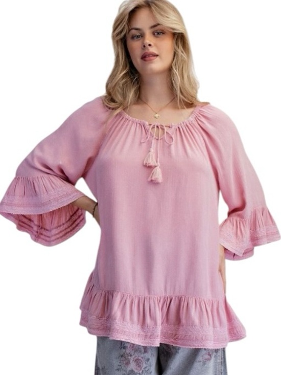 easel Tops - 530:  EASEL NWT TOP PEONY PINK (H3)